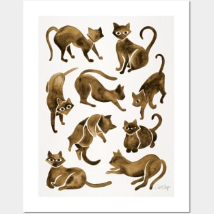 sepia cat positions Posters and Art